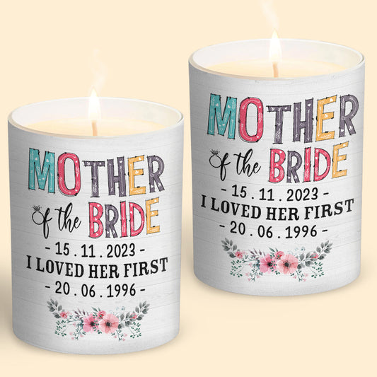 Bougie personnalisée pour la mère de la mariée avec couvercle en bois