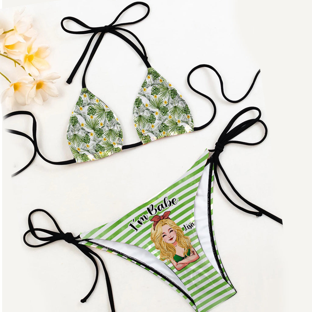 Si perdu, retournez à Babe - Maillot de bain bikini triangle personnalisé pour amoureux de la mer et short pour homme