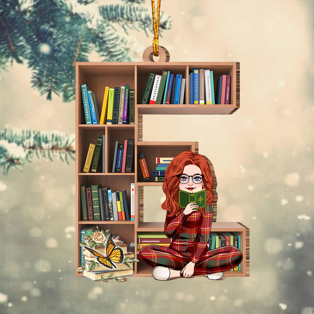 Bookshelf Ornament With Alphabet & Numbers - Personalized Book Ornament