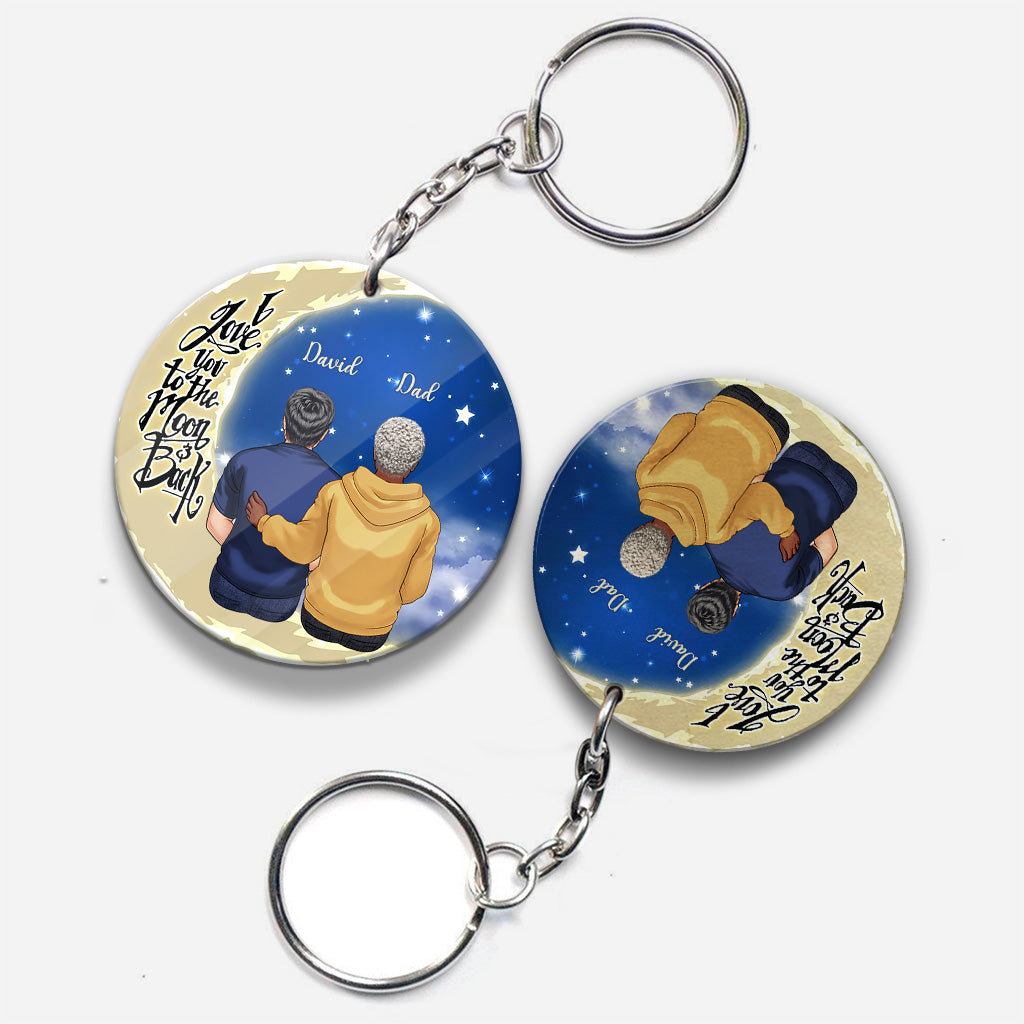 Aller et revenir de la Lune - Cadeau pour grand-mère, maman, papa, grand-père - Porte-clés personnalisé