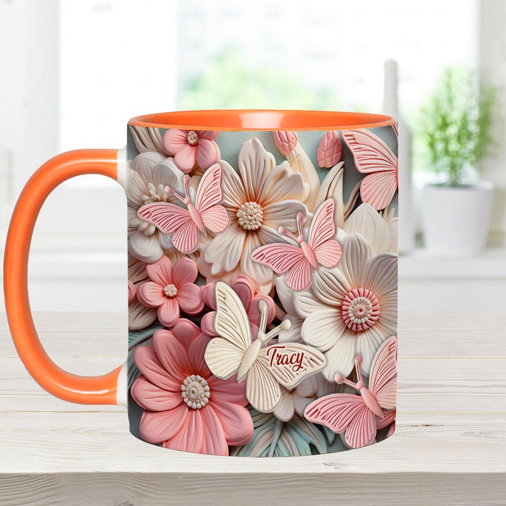 Mug personnalisé à motif papillon - Papillons et fleurs