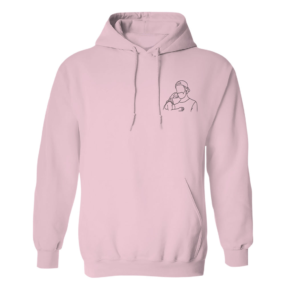 Sweat à capuche brodé personnalisé pour papa - Illustration au trait - Sweat à capuche brodé personnalisé