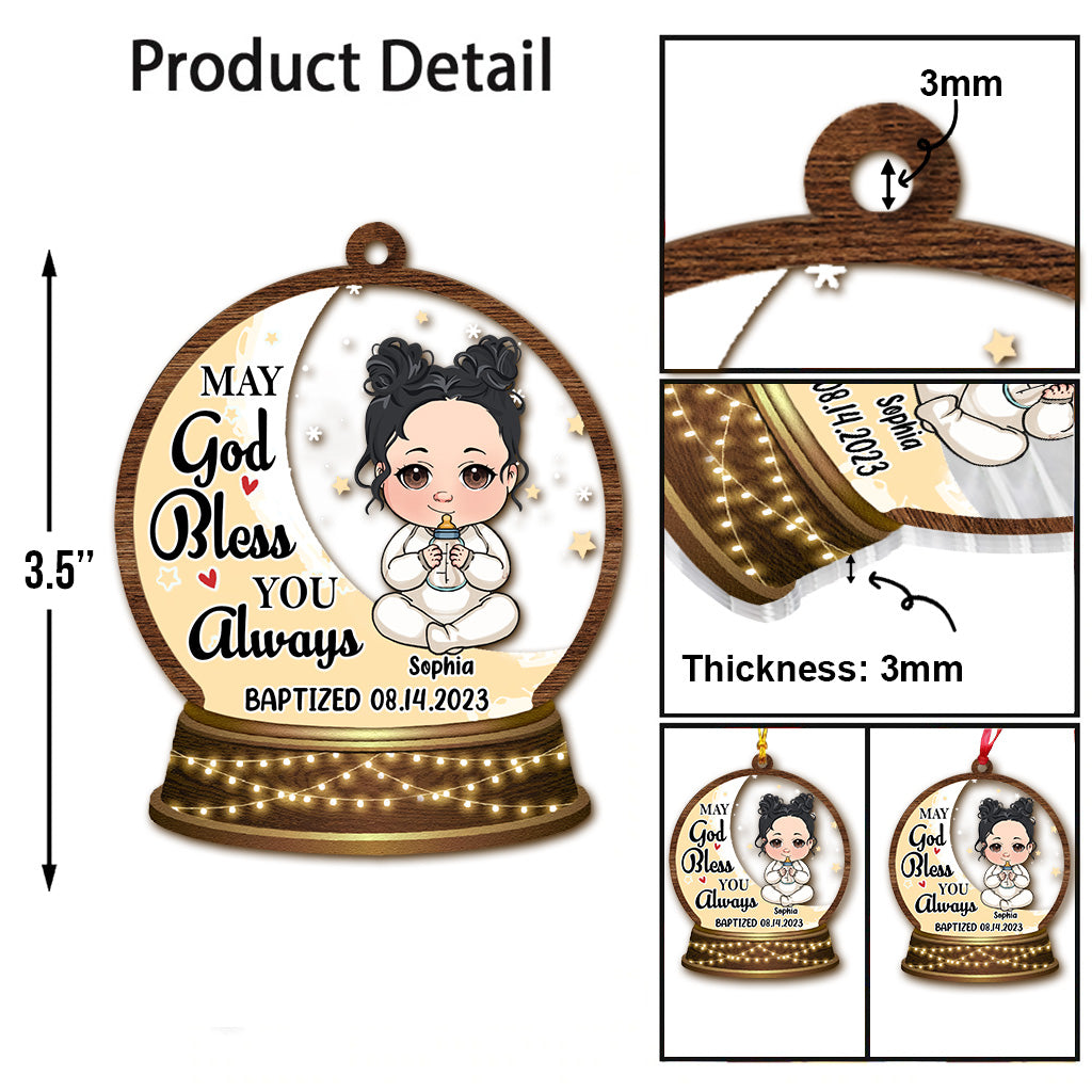 May God Blessed You Always - Personalized Newborn Transparent Ornament