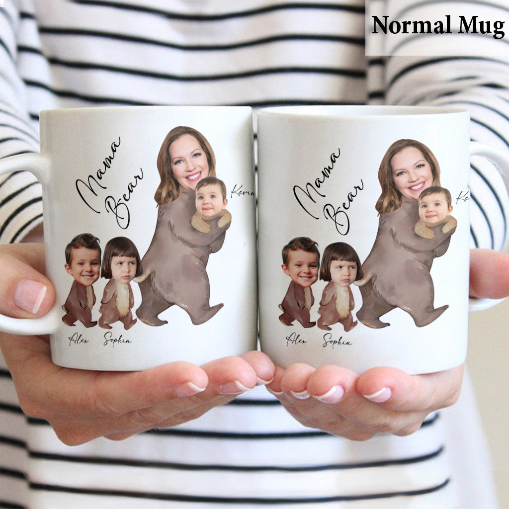 Mug personnalisé « Maman Ours » avec photo aquarelle - Mug personnalisé pour maman