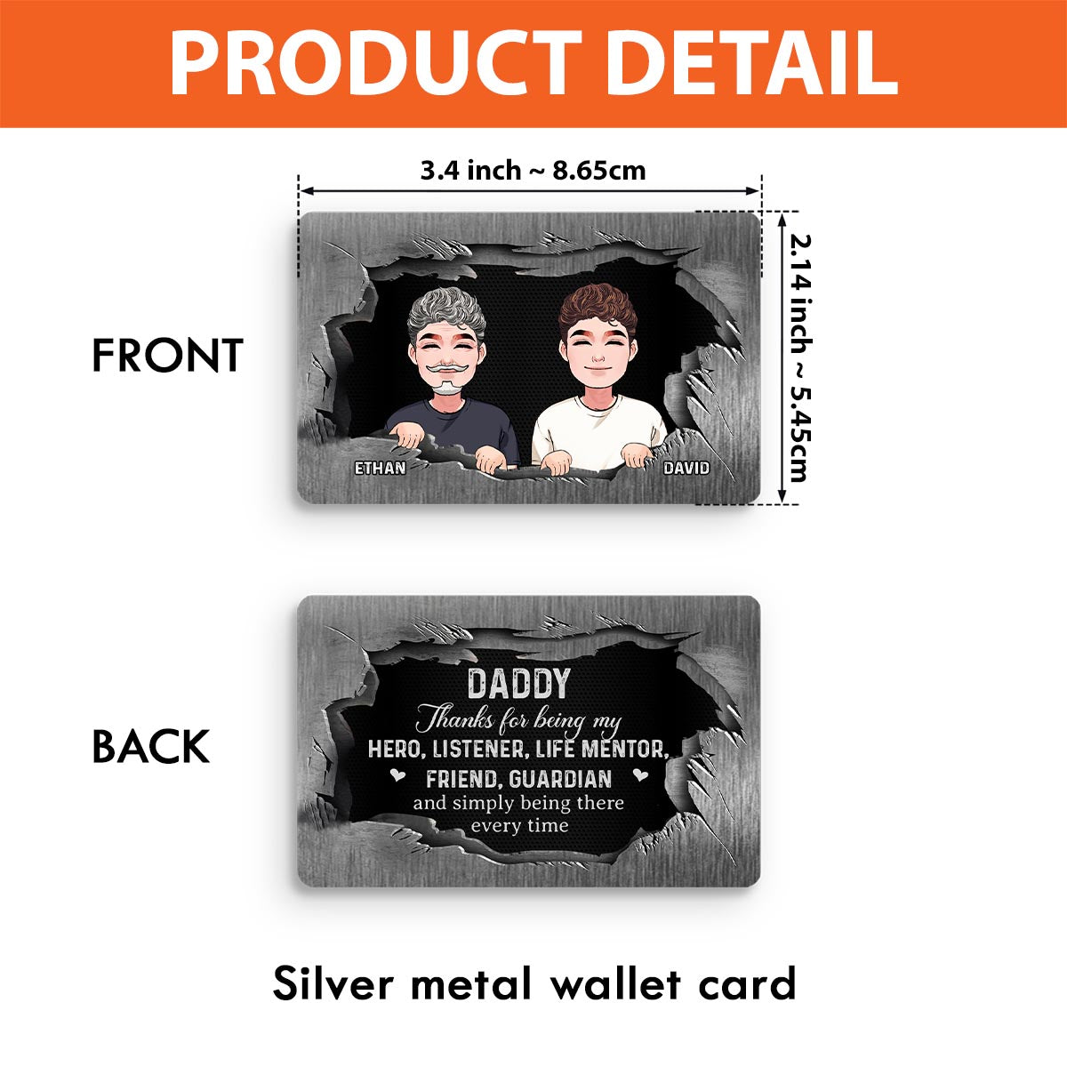 Merci d'être mon héros - Carte personnalisée pour portefeuille papa