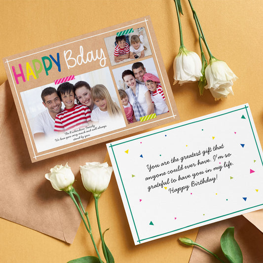 Thank You / Happy bday / Love you  - Personalized Greeting Card