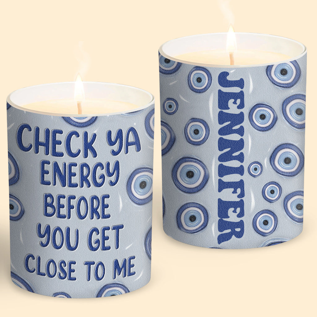 Check Ya Energy - Bougie de sorcière personnalisée avec couvercle en bois
