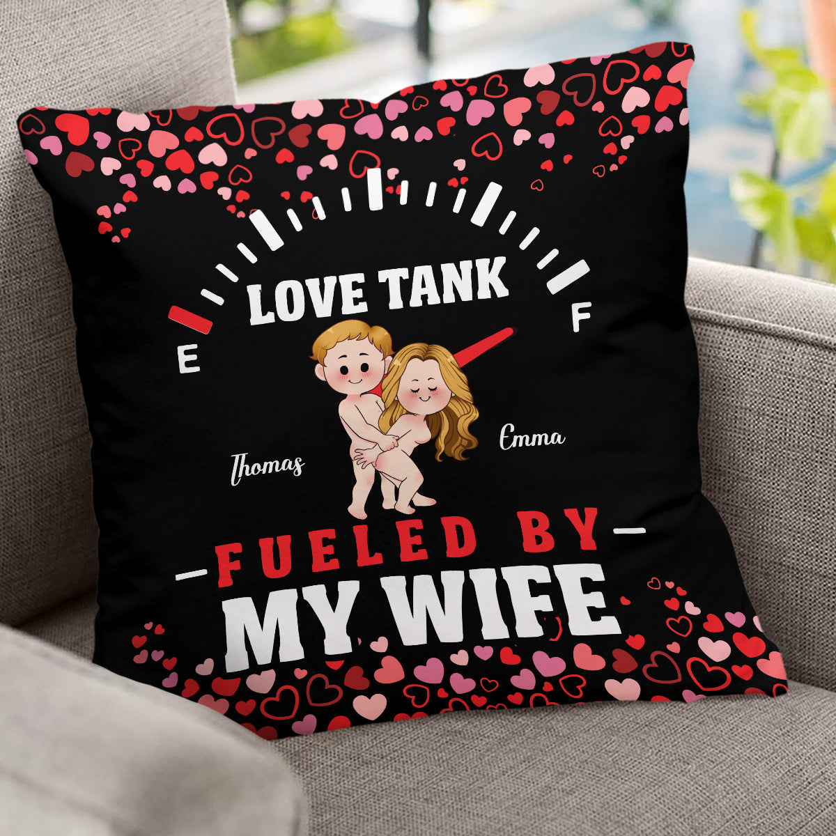 Love Tank - Coussin décoratif personnalisé pour couple