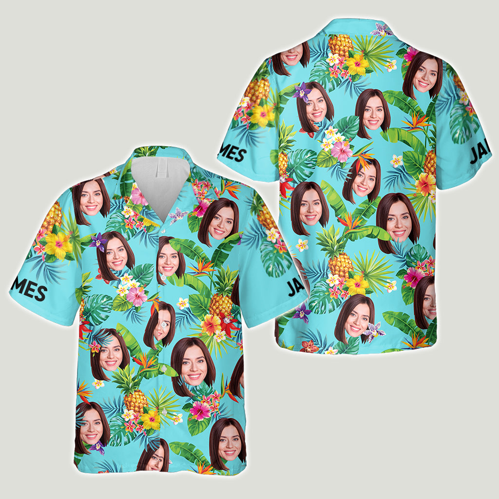 Chemise hawaïenne personnalisée « Amoureux de la mer » - Fleurs tropicales