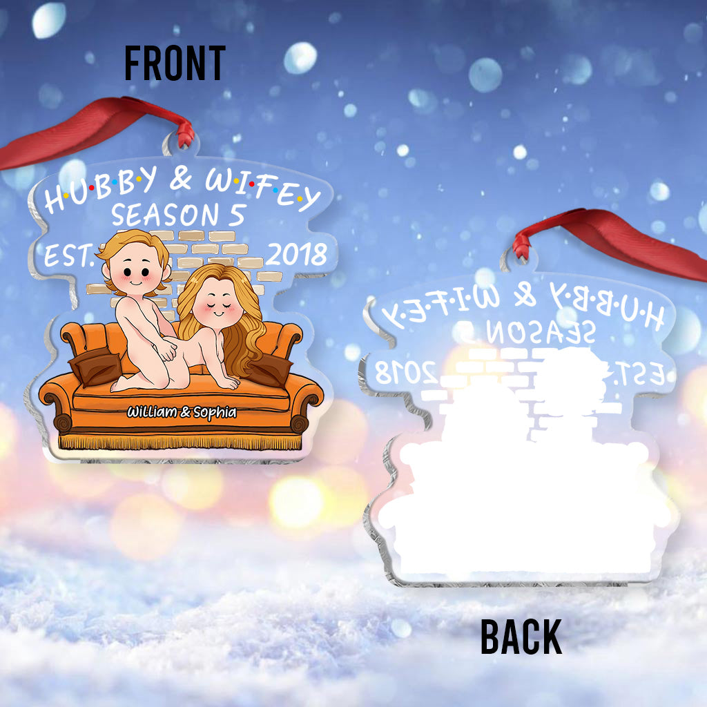 Saison des amoureux - Ornement transparent personnalisé pour mari et femme