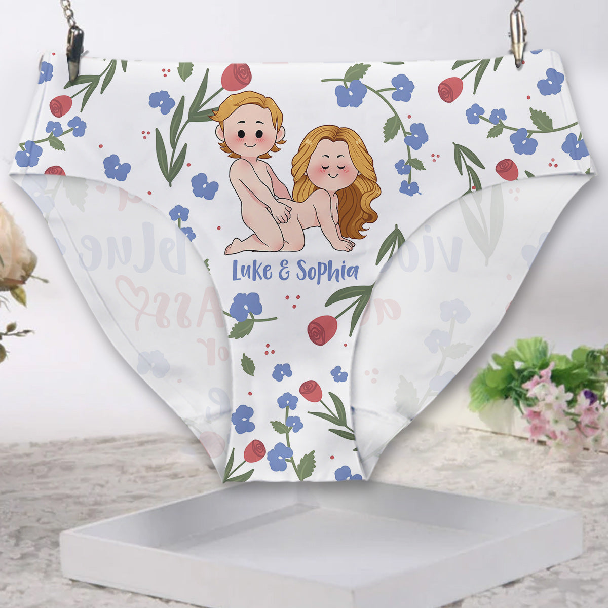 Les roses sont rouges, les violettes sont bleues - Culottes personnalisées pour couples de femmes