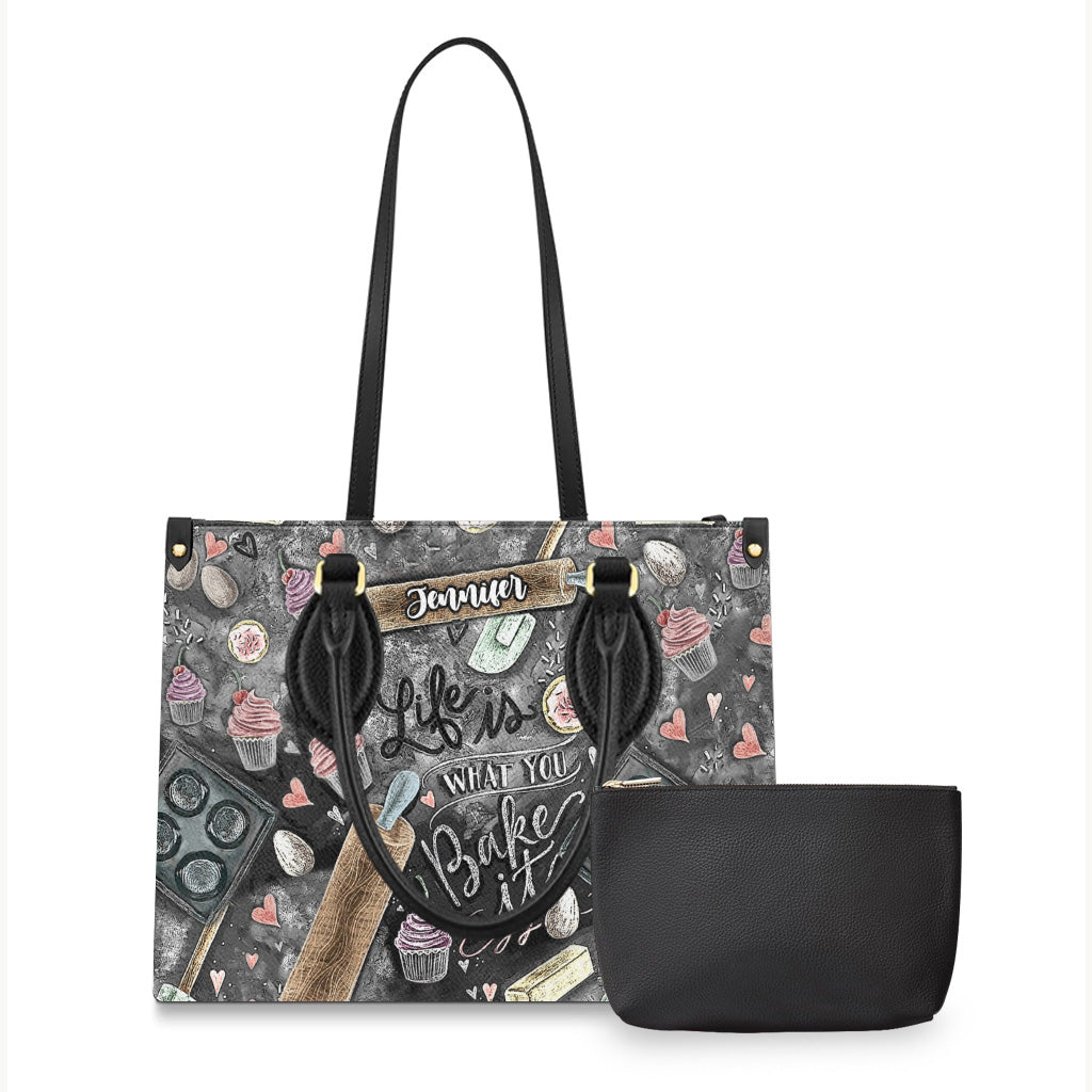 La vie est ce que vous en faites - Sac à main en cuir personnalisé pour la pâtisserie