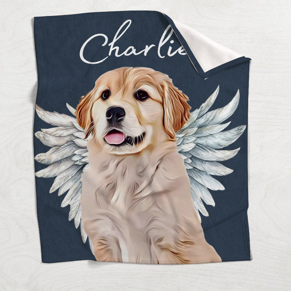 Couverture personnalisée Ailes d'ange pour chien et chat - Cadeau idéal pour les amoureux des chiens et des chats, ou pour ceux qui ont perdu leur animal -