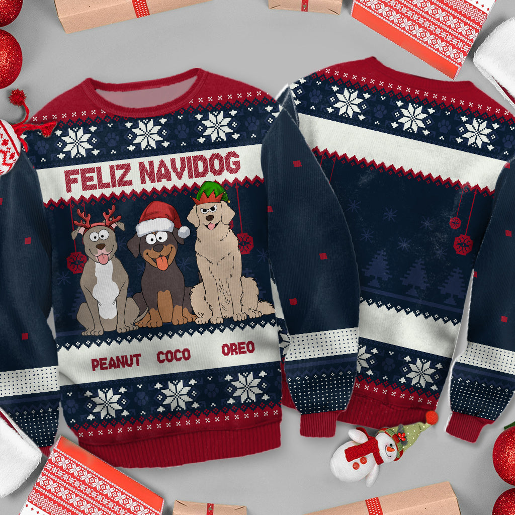 Joyeux Woofmas - Pull moche personnalisé pour chien