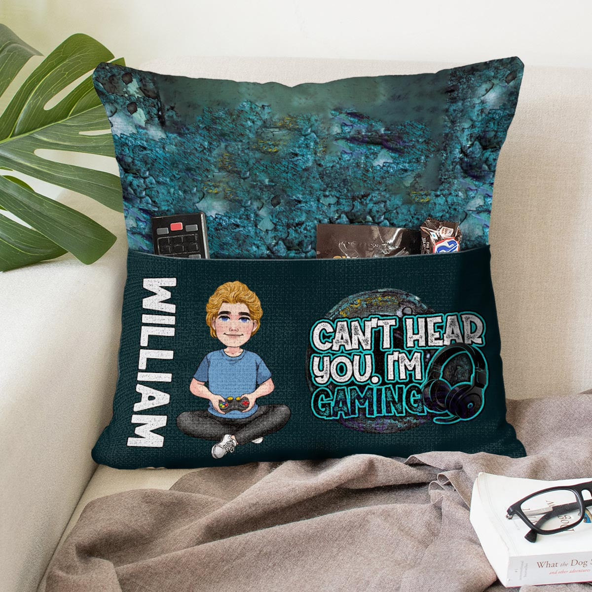 Je ne t'entends pas, je joue ! - Coussin de poche personnalisé pour jeux vidéo
