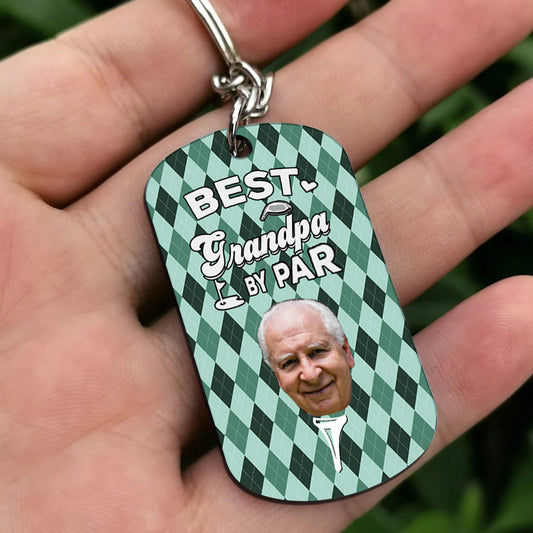 Best Dad By Par - Golf gift for dad, him, boyfriend, husband, grandpa - Personalized Stainless Steel Keychain
