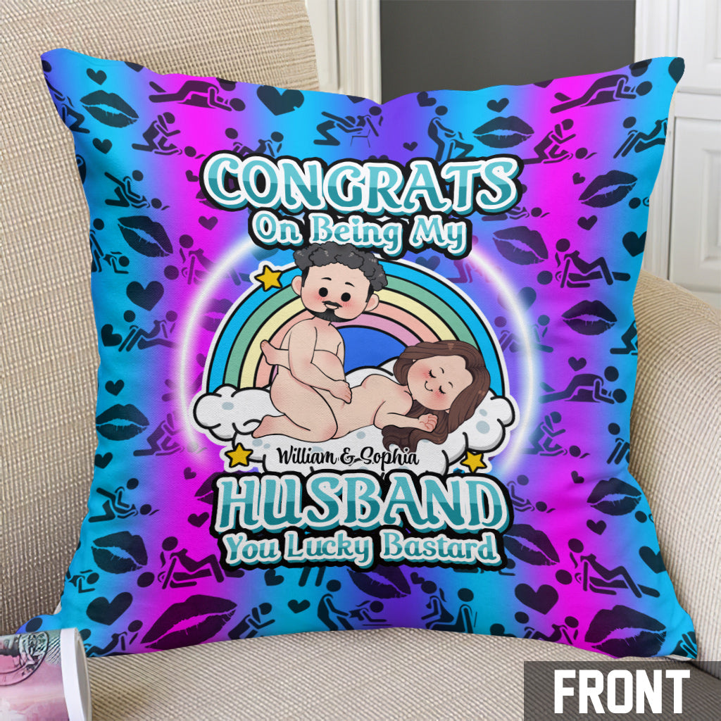 Félicitations pour être mon mari ! - Coussin décoratif personnalisé pour couple