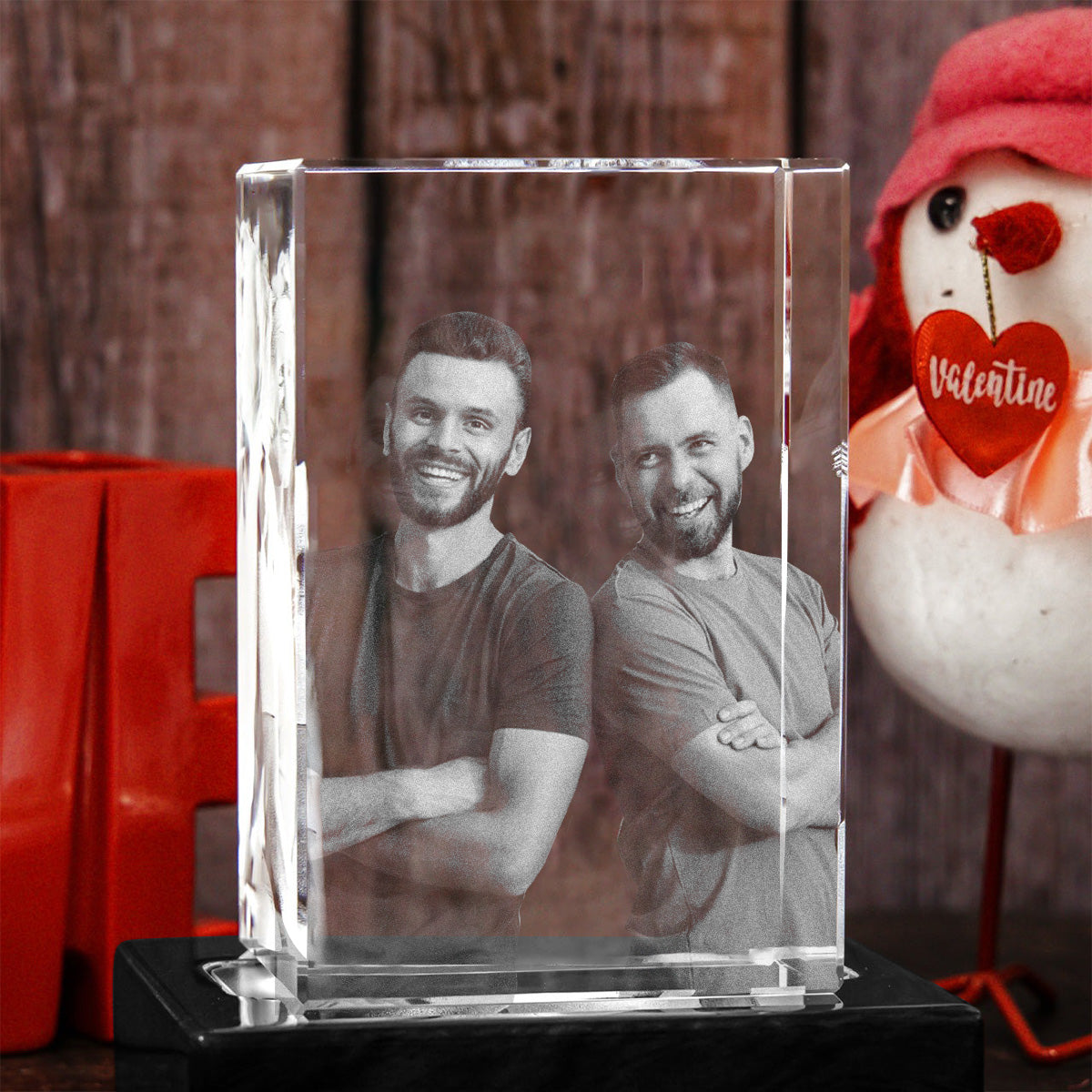 Custom Photo - Personalized Son Laser Engraving 3D Cuboid Shaped Crystal Lamp