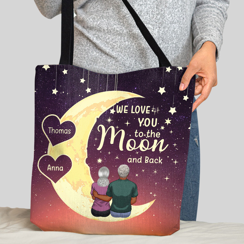 Aller et revenir de la Lune - Cadeau pour grand-mère, maman, fille, petite-fille - Sac fourre-tout personnalisé