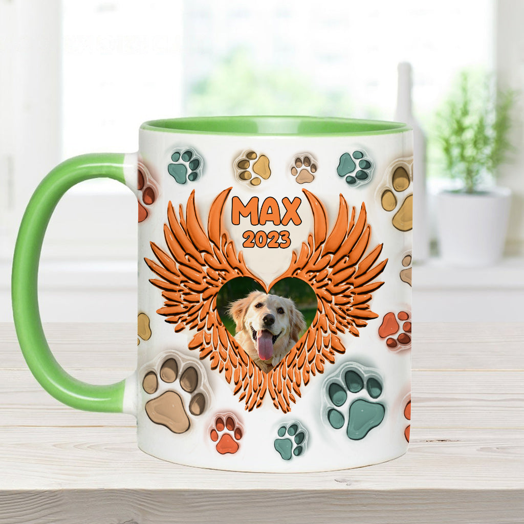 Tu as laissé des empreintes sur nos cœurs - Mug personnalisé avec ailes d'ange - Cadeau pour les amoureux des chiens, pour ceux qui ont perdu leur chien ou leur chat
