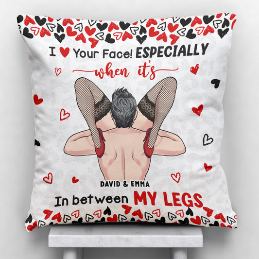Naughty I Love Your Face - Personalized Couple Throw Pillow