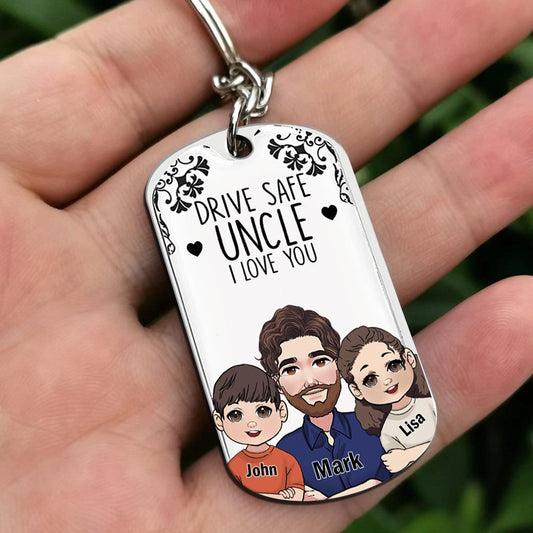 Conduisez prudemment - Cadeau pour grand-père, papa, oncle, frère - Porte-clés personnalisé en acier inoxydable