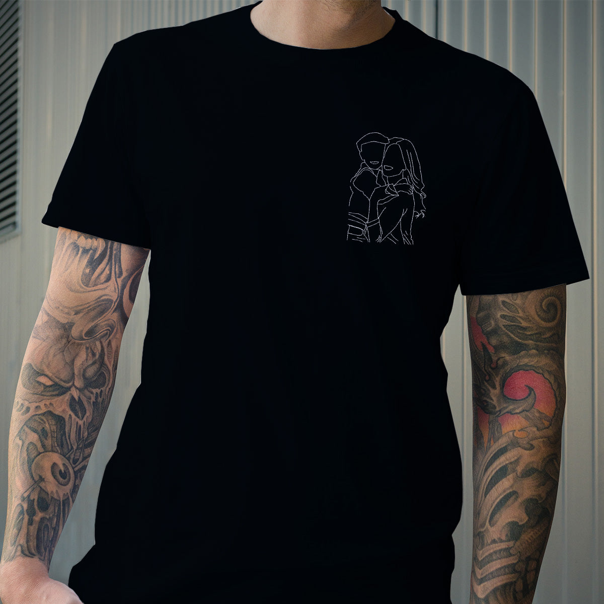 T-shirt brodé personnalisé « Belle-mère » avec motif au trait