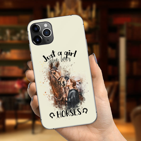 Une fille qui aime les chevaux - Coque de téléphone personnalisée avec motif cheval