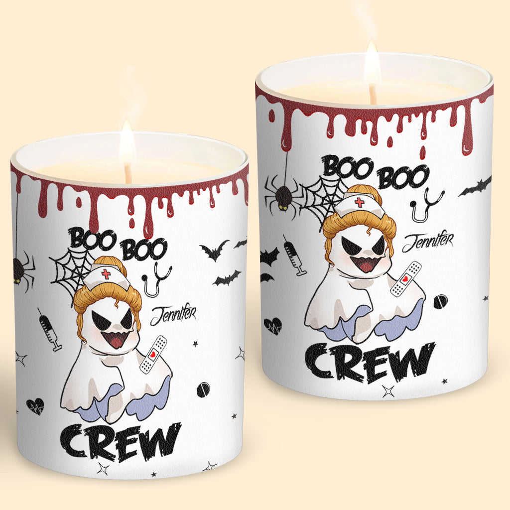 Bougie personnalisée Boo Boo Crew pour infirmière avec couvercle en bois