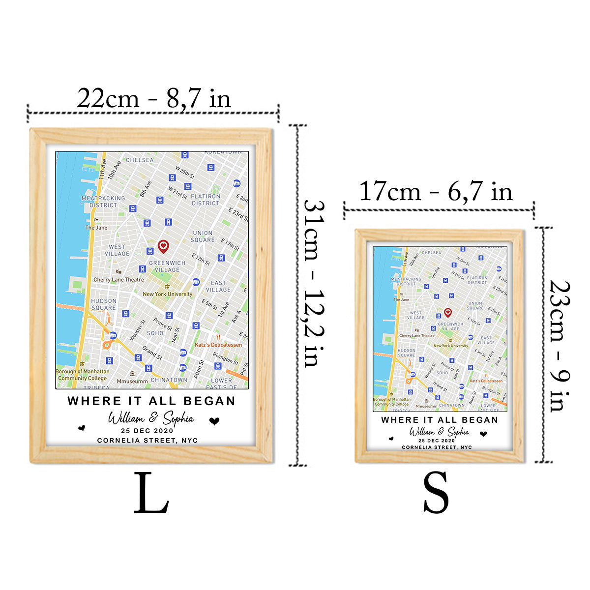 Là où tout a commencé - Cadre photo lumineux personnalisé pour couple