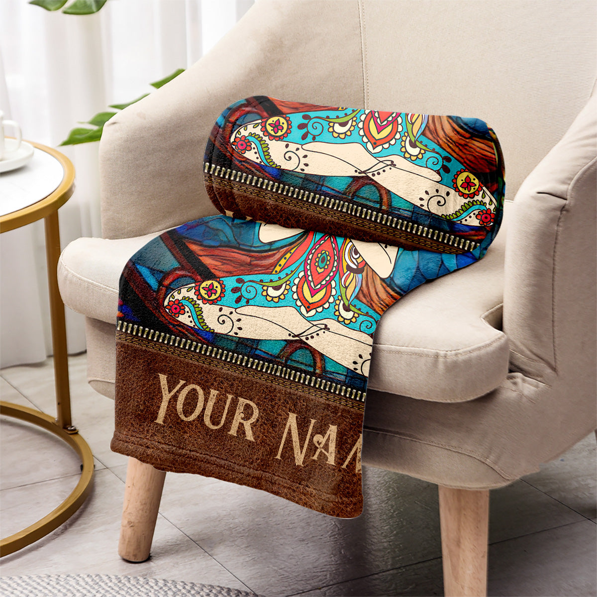 Namaste Green - Couverture de yoga personnalisée