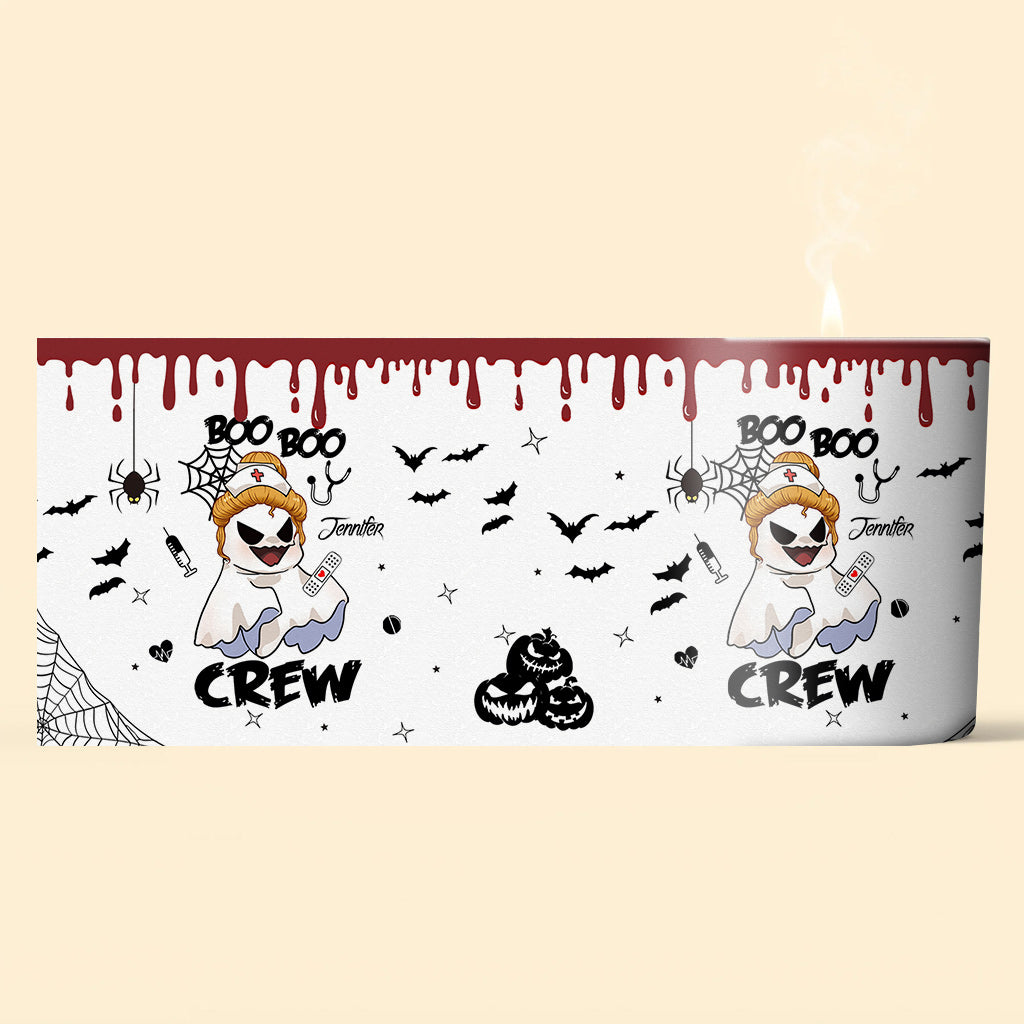 Bougie personnalisée Boo Boo Crew pour infirmière avec couvercle en bois