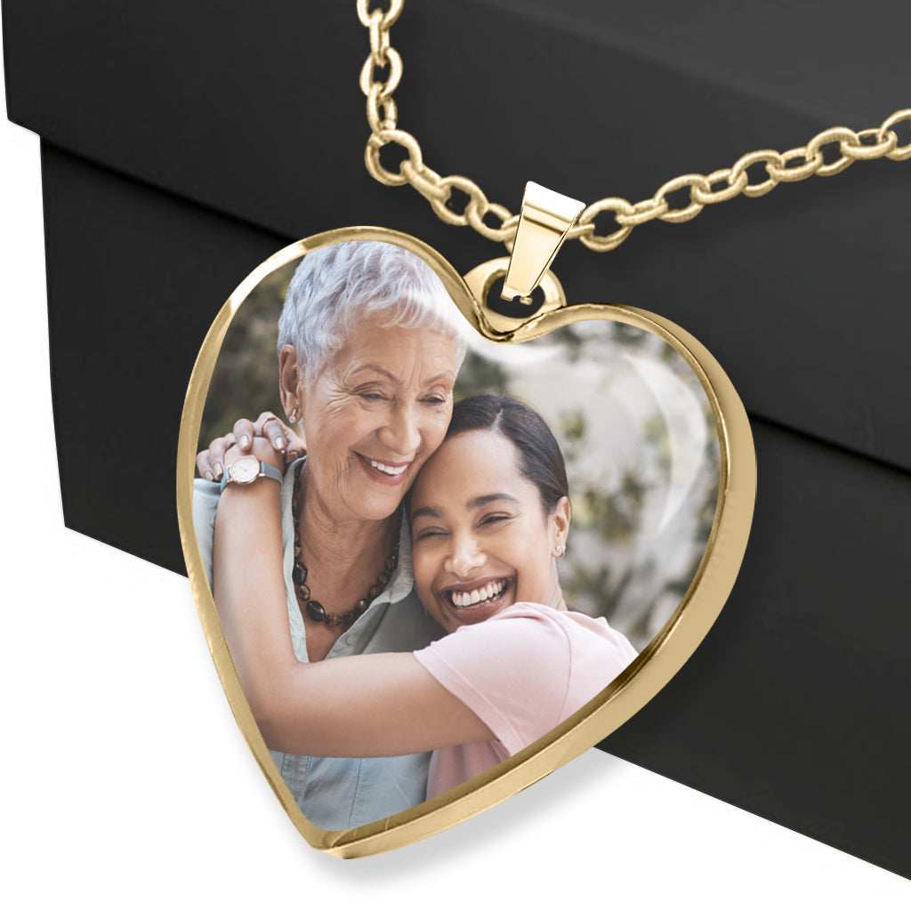 Merci maman - Cadeau pour maman, grand-mère, épouse, petite amie, fille - Collier pendentif cœur personnalisé