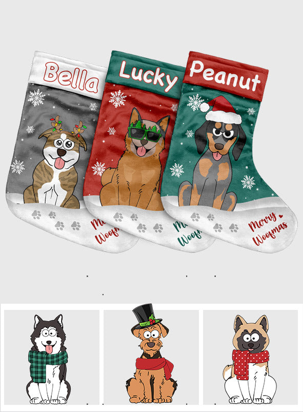 Joyeux Woofmas - Chaussettes de Noël personnalisées pour chiens