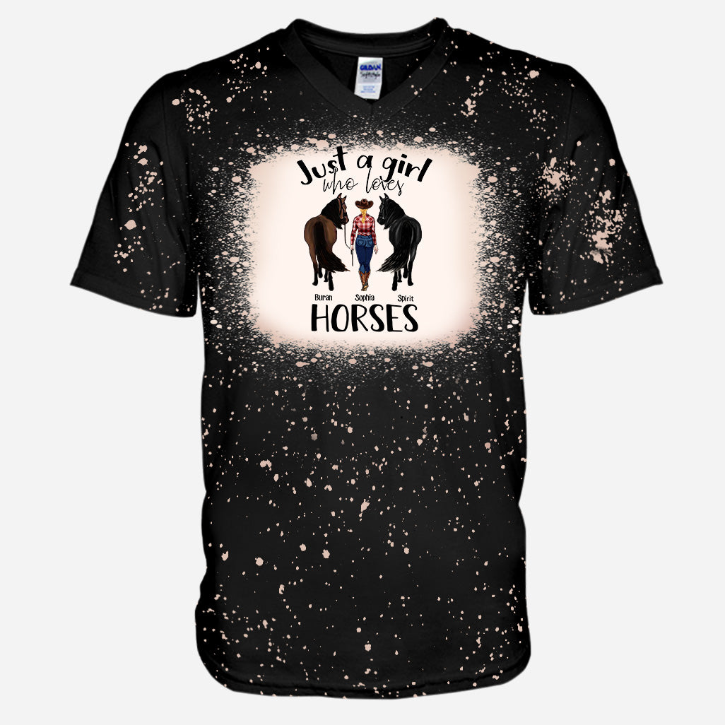 Juste une fille qui aime les chevaux - T-shirt délavé personnalisé avec motif cheval