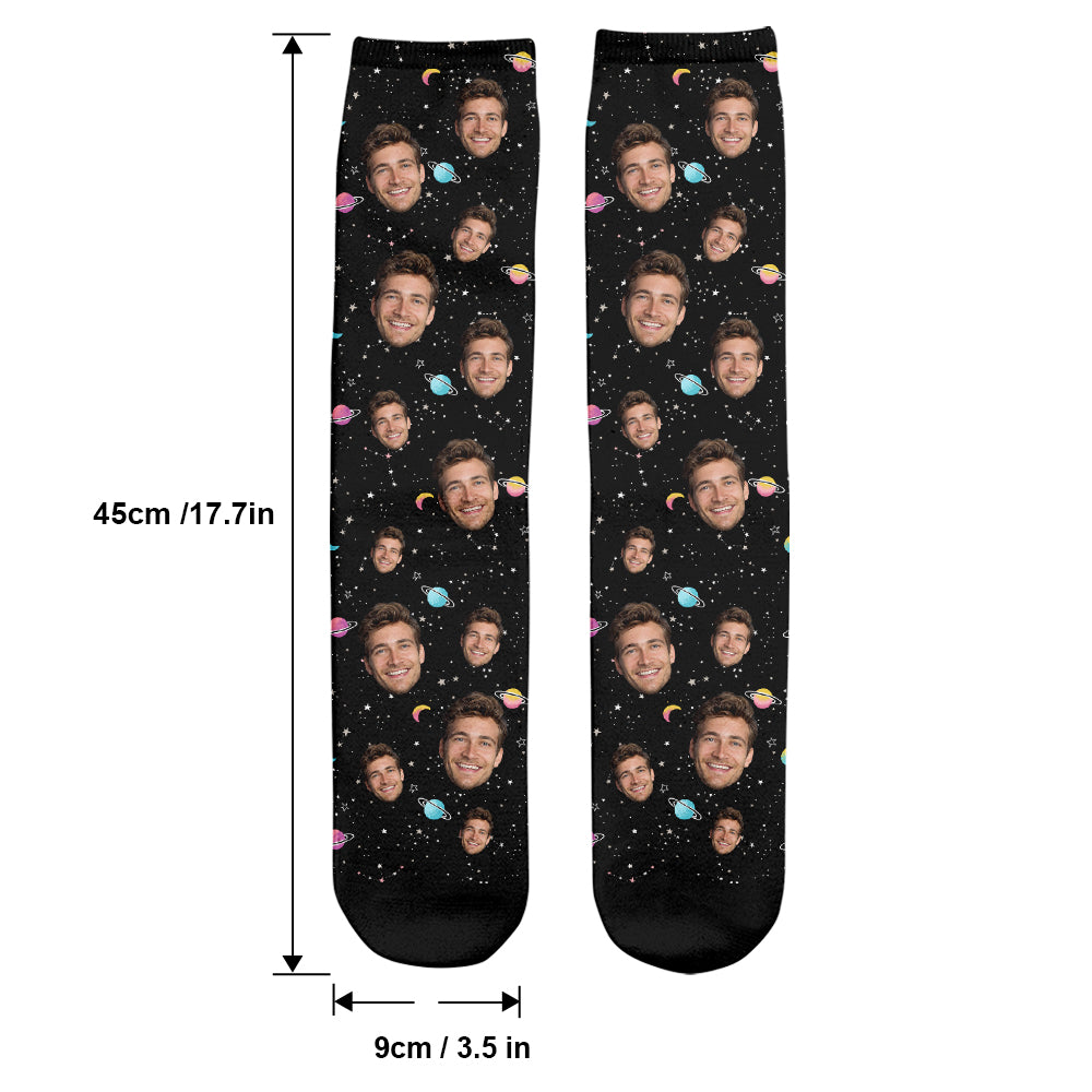 Chaussettes personnalisées pour oncle - Face personnalisée Galaxy