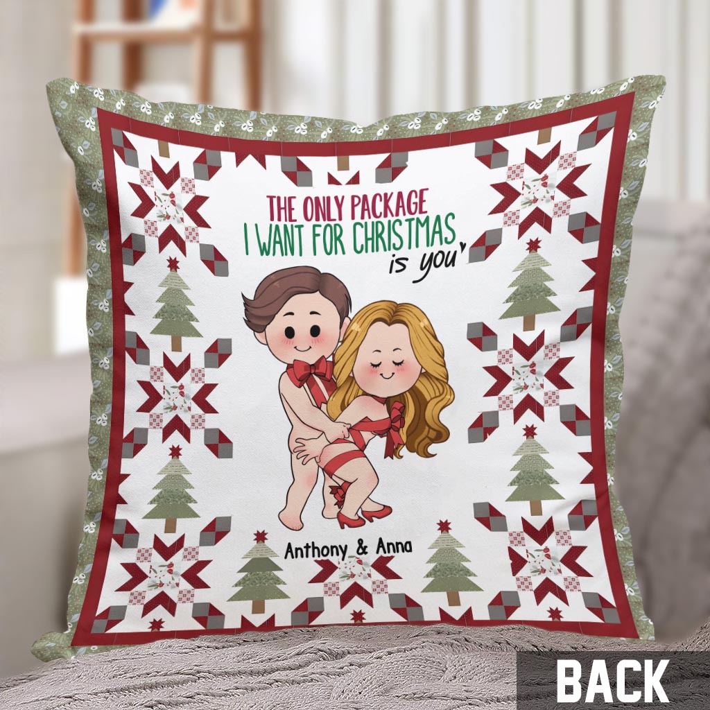 Le seul cadeau que je veux pour Noël, c'est toi - Coussin décoratif personnalisé pour couple