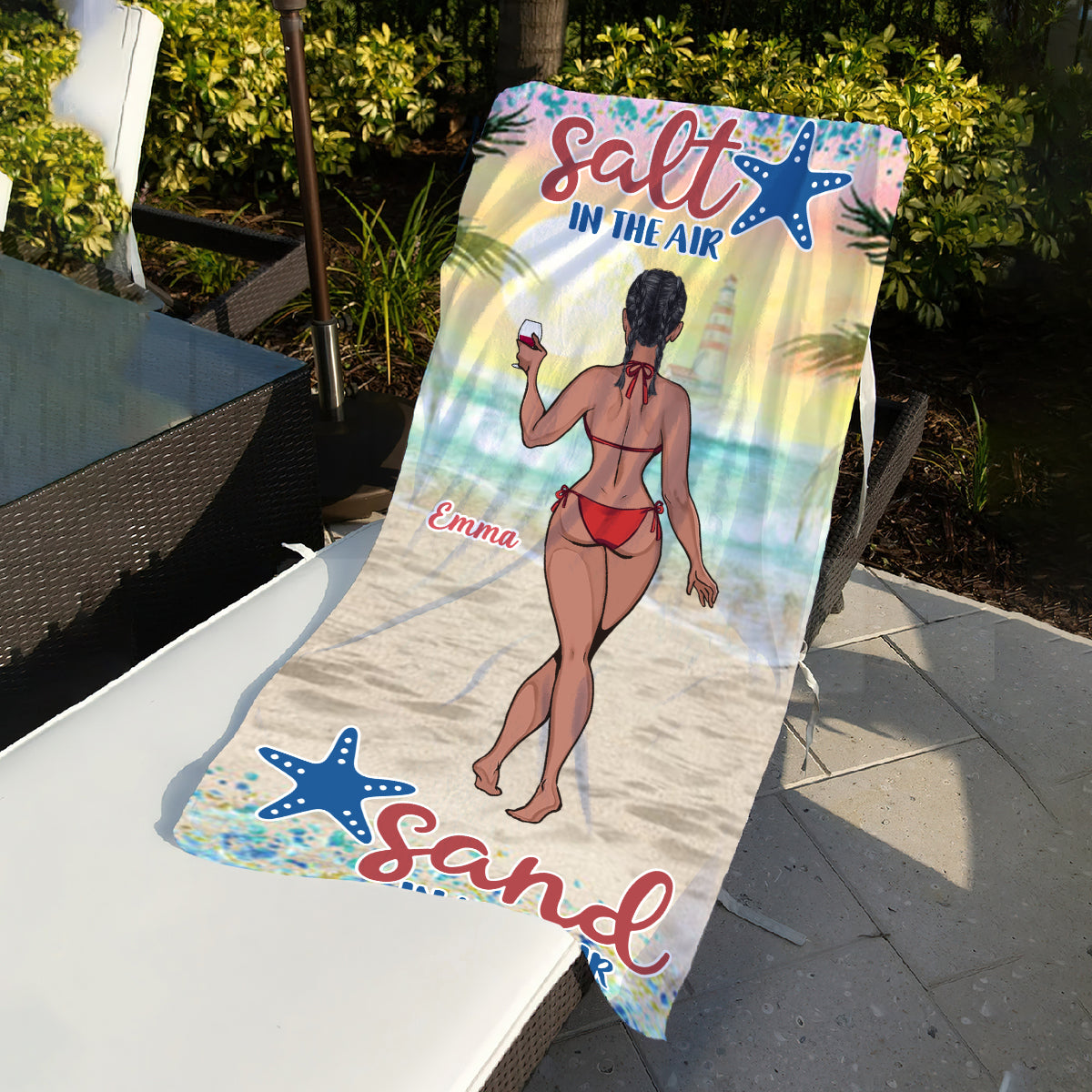 Serviette de plage personnalisée « Sandy Toes Sun Kissed Nose » - Cadeau idéal pour les amoureux de la mer : amie, sœur, petite amie, épouse, maman