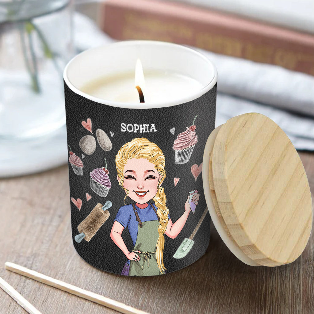 La vie est ce que vous en faites - Bougie de pâtisserie personnalisée avec couvercle en bois