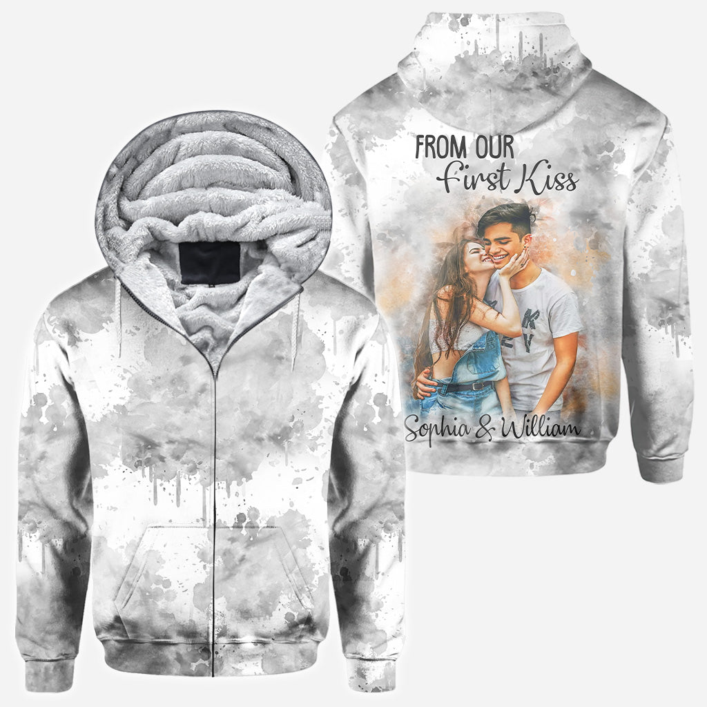 Couple aquarelle - T-shirt personnalisé pour couple