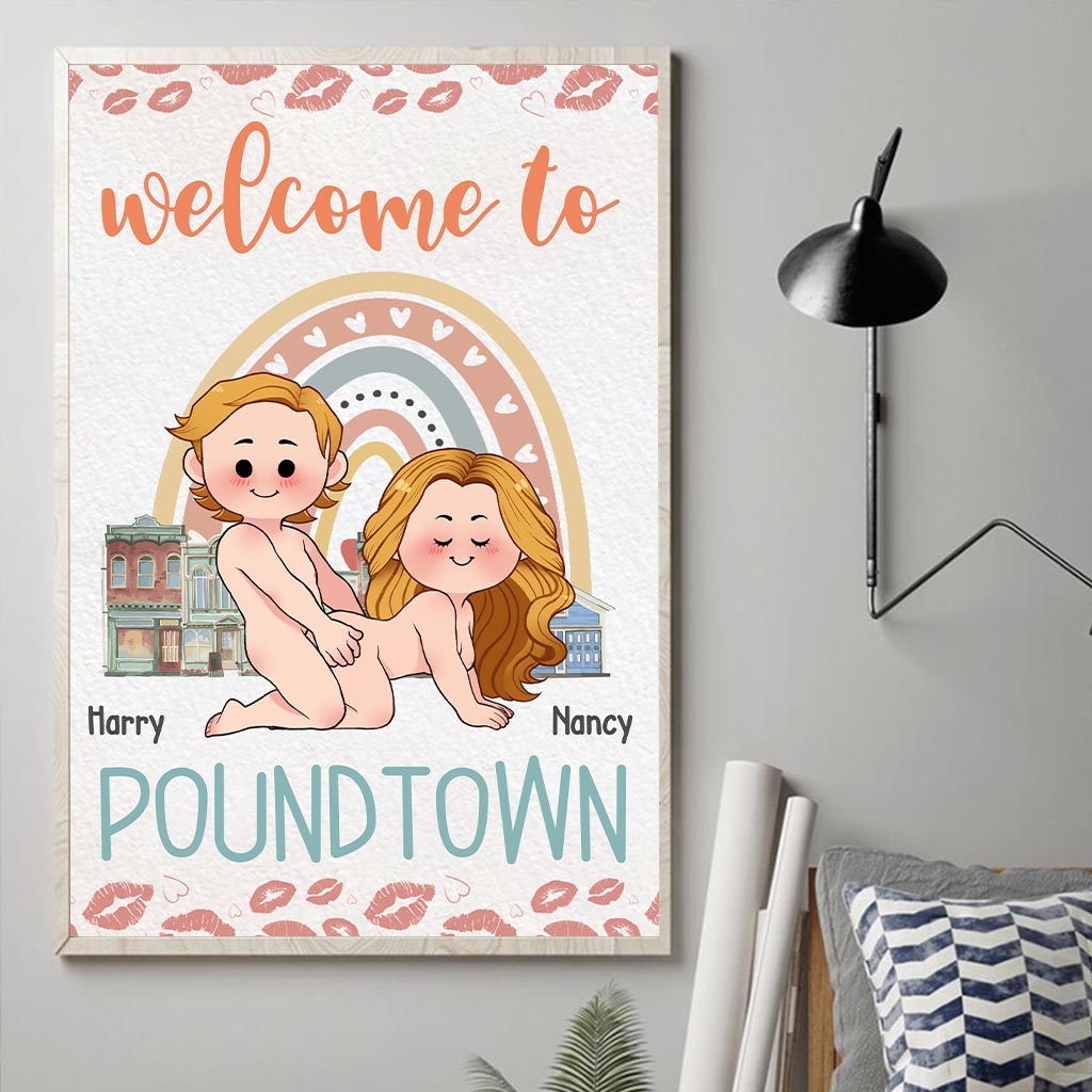 Bienvenue à Pound Town - Toile et affiche personnalisées pour couples (contenu inapproprié pour adultes)