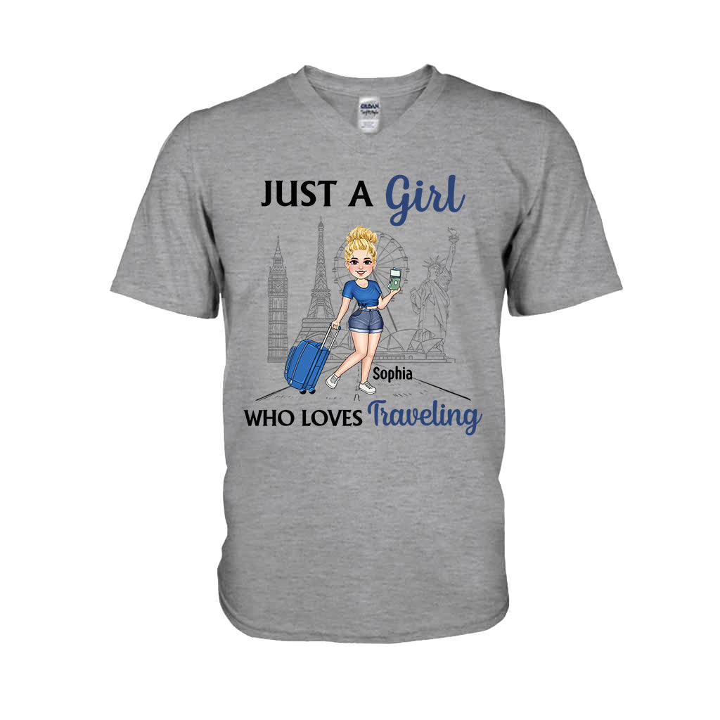 Juste une fille qui aime voyager - T-shirt et sweat à capuche de voyage personnalisés