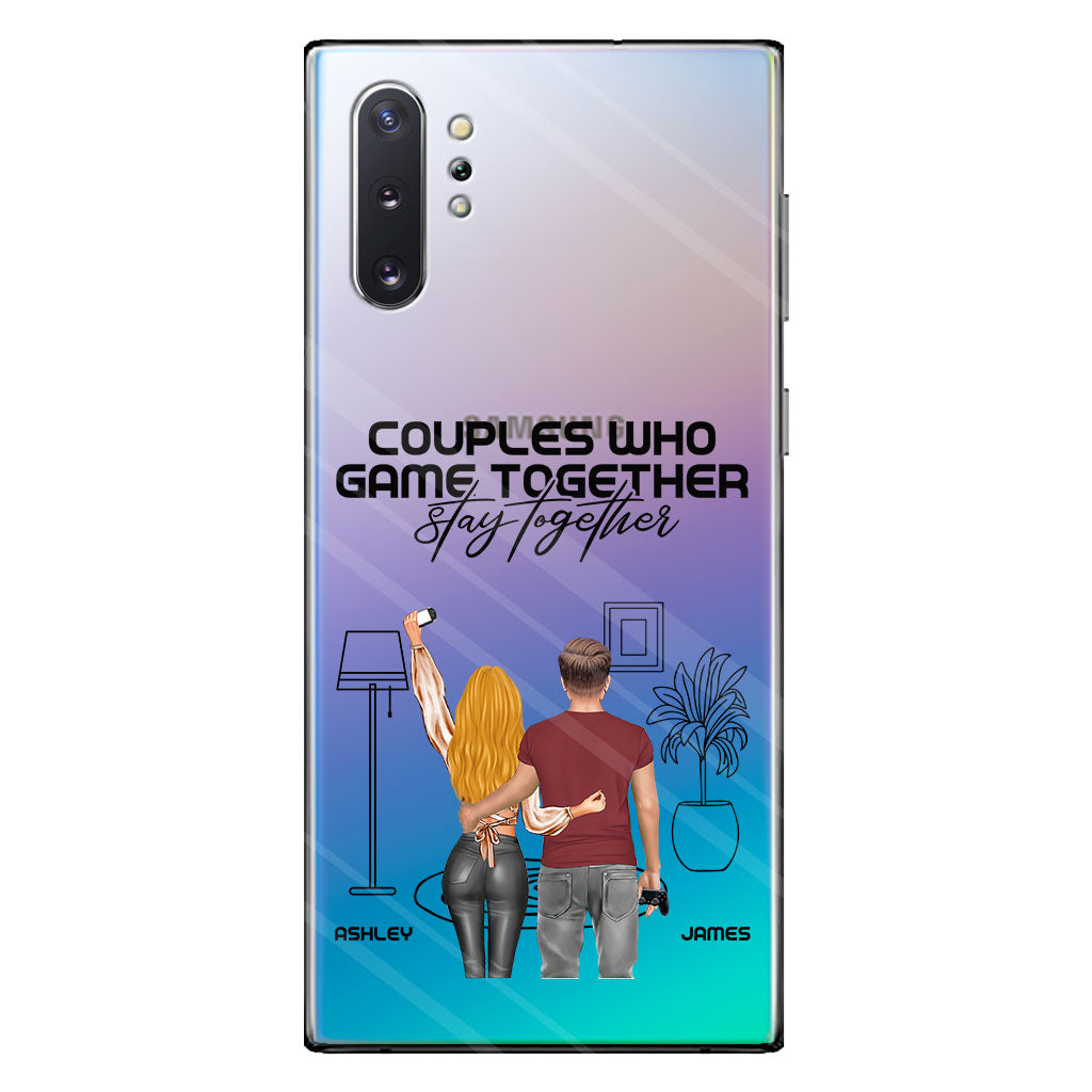 Les couples qui jouent ensemble restent ensemble - Coque de téléphone transparente personnalisée pour jeux vidéo