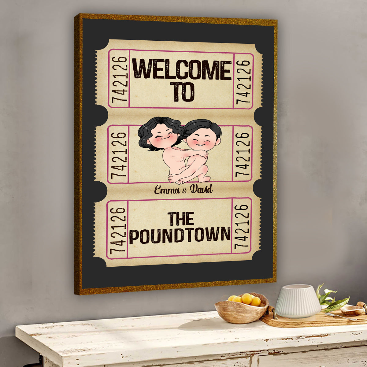 Bienvenue à Poundtown ! Adulte inapproprié - Toile et affiche personnalisées pour couples