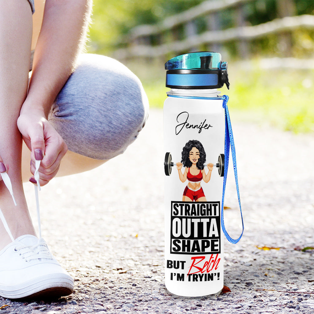 Straight Outta Shape - Personalized Fitness Water Tracker Bottle