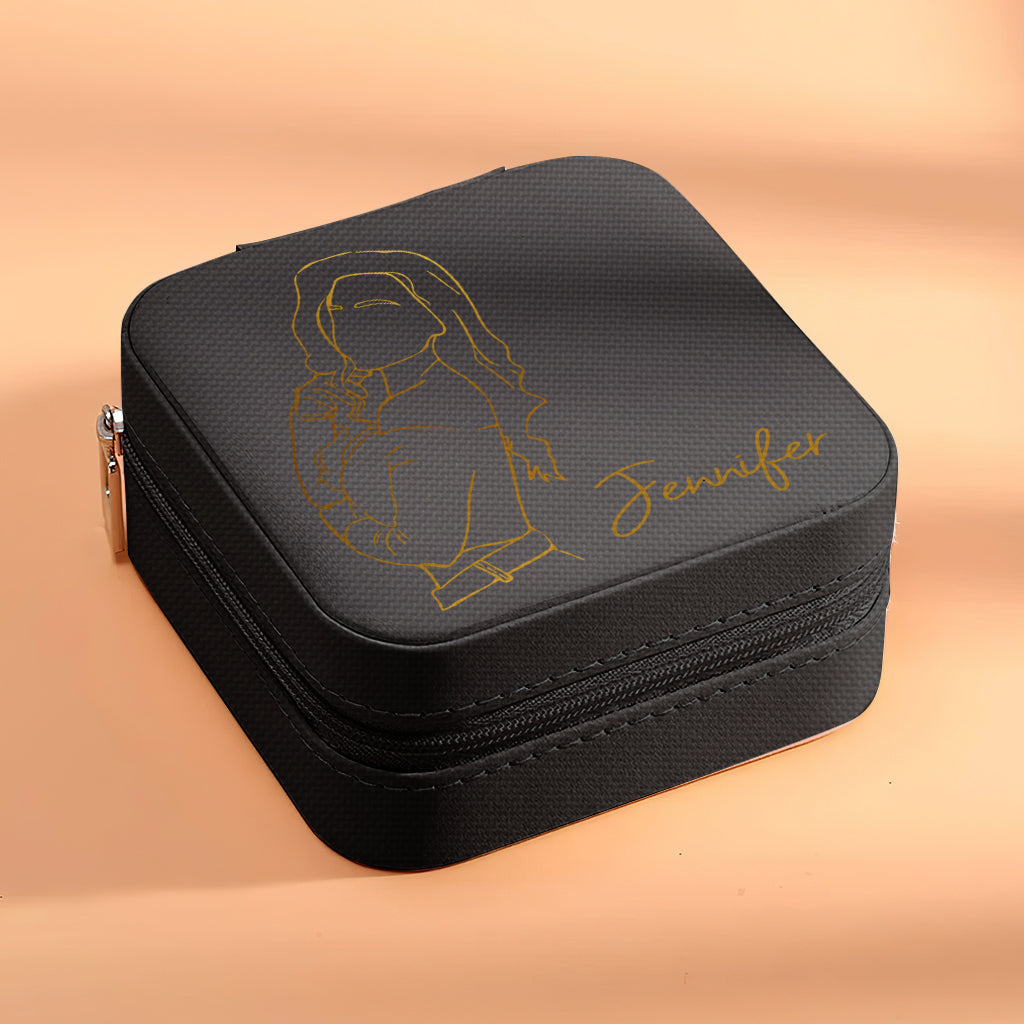 Dessin au trait personnalisé - cadeau pour grand-mère, maman, tante, fille, sœur, petite-fille, épouse, petite amie - Boîte à bijoux personnalisée