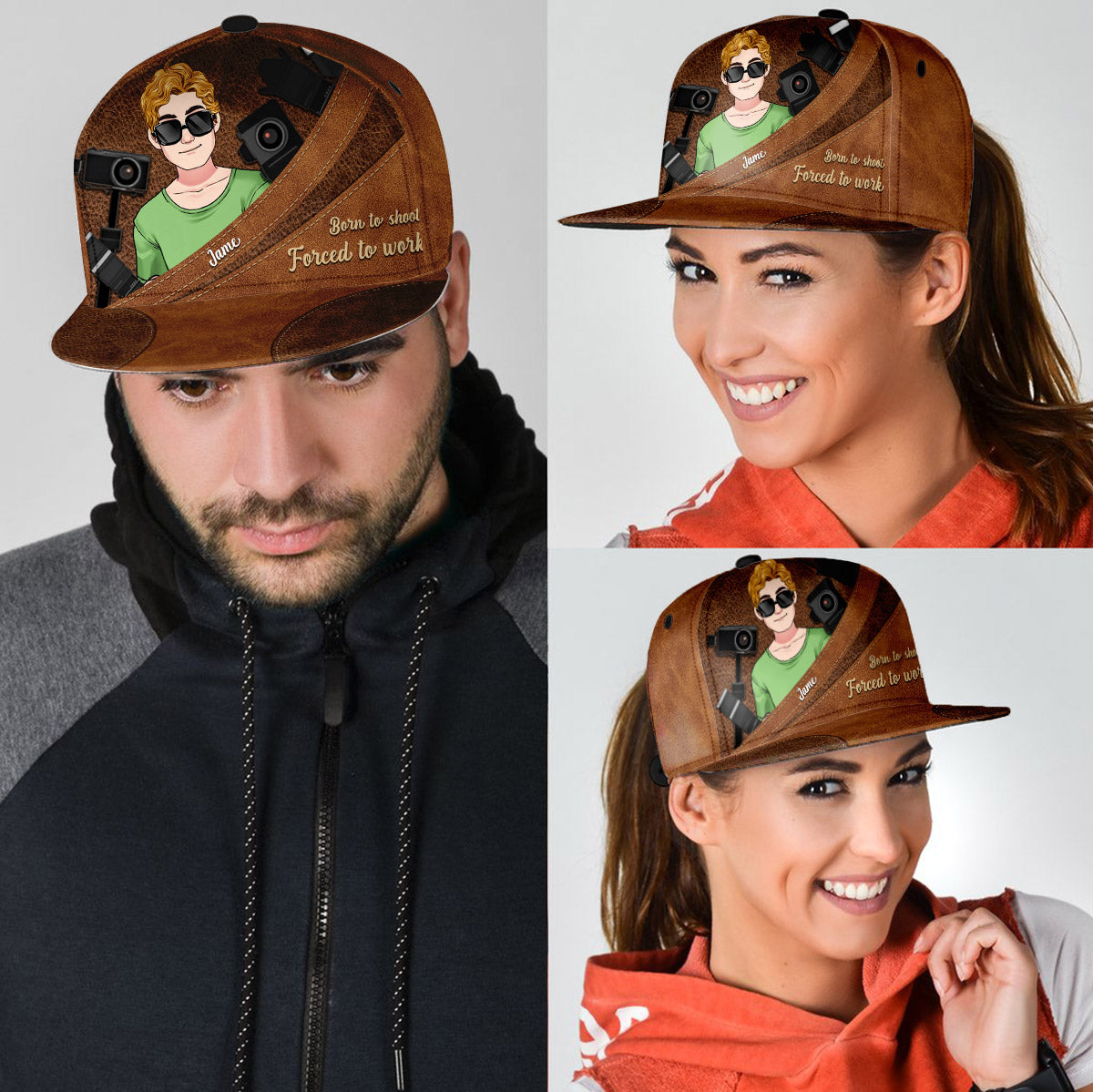 Né pour photographier, forcé de travailler - Cadeau photo pour lui, elle, un ami, papa, maman, petit ami, petite amie - Casquette personnalisée