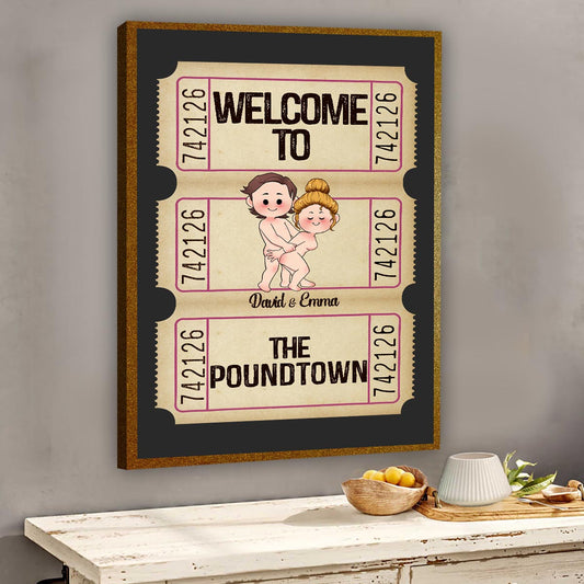 Bienvenue à Poundtown ! Adulte inapproprié - Toile et affiche personnalisées pour couples