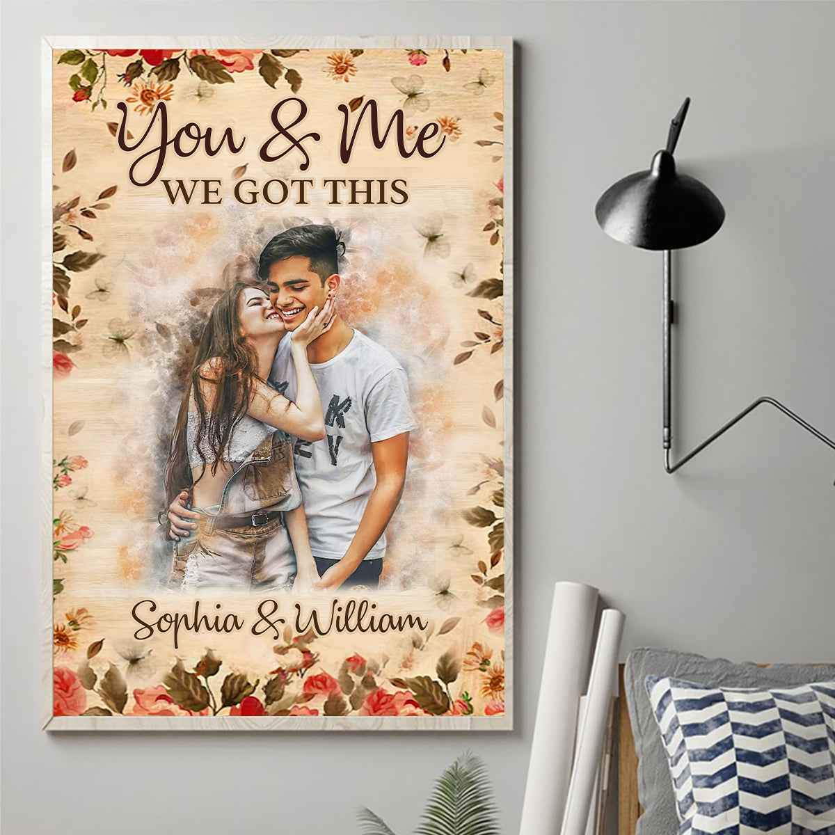 Couple aquarelle - Toile et affiche personnalisées pour couple