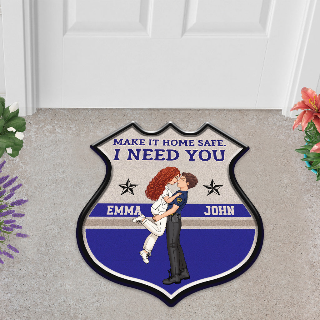Make It Home Safe - Personalized Couple Shaped Doormat